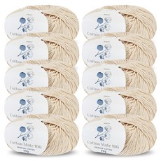 니뜨 코튼 메이트 100 부드러운 뜨개실 50g, 25 오트베이지, 10개