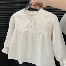 Uvely 兒童 Yubin 蕾絲荷葉邊長袖可愛上衣