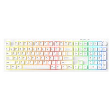 4FACT 有線低噪音旋鈕RGB鍵盤, 白色, QN108, 薄膜式
