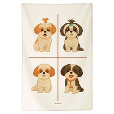 어번던스 견종백과 강아지 일러스트 패브릭 포스터 가리개 커튼 포스터, GM 871045