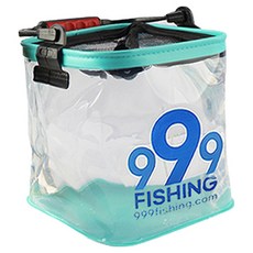 999피싱 EVA 접이식 투명 두레박 살림통 낚시 물고기 미끼통 삐꾸통, 민트