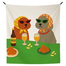 어번던스 견종백과 강아지 일러스트 패브릭 포스터 가리개 커튼 행잉, GM 871065