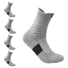 Tripking 男性舒適緩震運動中筒襪, 灰色, 5個