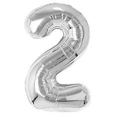 파티짱 호일 은박 파티 숫자 풍선 소 2, 실버, 1개