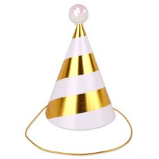 파티짱 생일 파티 고깔 모자, H25 스트라이프 골드, 1개
