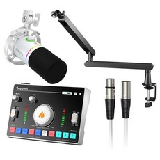 마오노 캐스터 AMC2 NEO 오디오믹서 + 마이크 + 붐 암 스탠드 + XLR케이블 세트, 마이크(PD200X) + 스탠드(BA92) + 케이블(MKC-025), 화이트