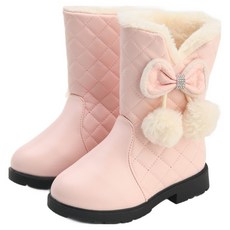 Rabbit Foot 女童V型壓紋毛球刷毛內裡靴