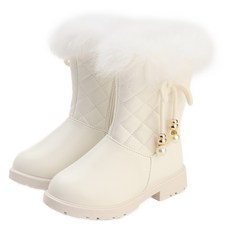 Rabbit Foot 女童纖細蝴蝶結珍珠絨毛內裡靴