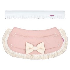 ManitoPet 狗狗推車防撞墊 智慧防撞桿 荷葉邊外層款, 1個, 白色(智慧防撞桿), 蝴蝶結 莫蘭迪粉(外層)