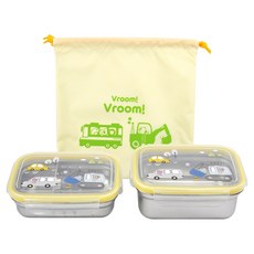 兒童用Bong Bong不鏽鋼方形雙層便當盒附提袋組, 1套, 混和顏色