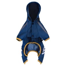 摩達客寵物 都會風狗狗全包連身4腳雨衣, 藍色, 1個