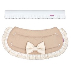 ManitoPet 狗狗推車防撞墊 智慧防撞桿 荷葉邊外層款, 1個, 白色(智慧防撞桿), 蝴蝶結 米色(外層)