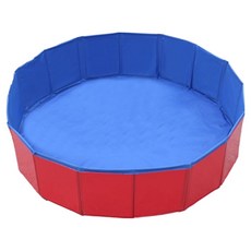 摩達客 寵物折疊式PVC防滑小泳池 洗澡盆/浴盆 60 x 20cm, 1個, 紅色 + 藍色
