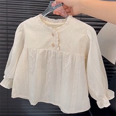 Yubli 兒童 Yubin 蕾絲荷葉邊長袖可愛上衣