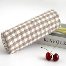 Lily Fabric 混色格紋柔軟布料 Linda Cherry, 刺繡櫻桃