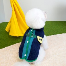 COCO STUDIO 寵物 COCO 胸背帶 羊毛 Miu 刷毛背心, 海軍藍, 1個