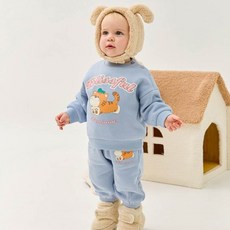 MILKBABY 快樂老虎溫暖刷毛上下衣套裝