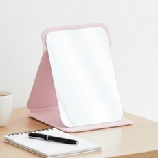 쥬롬 접이식 휴대용 탁상거울 대형, 핑크