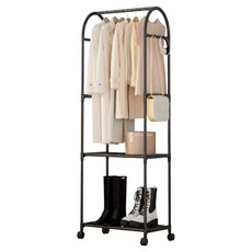 Jaeipak 移動式衣架 帽子鞋子整理架 2層, 黑色