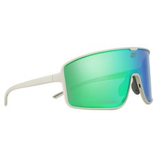Hobie Cinalli 運動太陽眼鏡 鏡面變色護目鏡 自行車 跑步 高爾夫, 白色(鏡框) + 綠色變色(鏡片), 1個