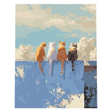 Play about DIY名畫油畫彩繪套組 40 x 50 cm, 牆邊貓, 1套