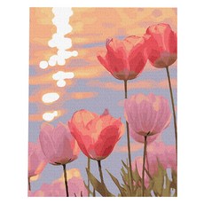 Play about DIY名畫油畫繪圖組 40 x 50 cm, 1套, 粉紅日落鬱金香