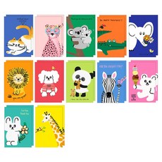 Maumdama Juju 動物明信片 24p + 信封 24p, 混合顏色, 1套