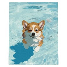 Play about DIY名畫油畫繪圖組 40 x 50 cm, 1套, 游泳柯基