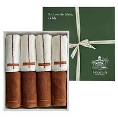 호텔이슬라 프리미엄 코튼 고중량 호텔수건 210g 40수 면사 8p 세트 + 선물포장, 브릭 스트라이프, 브릭 솔리드, 1세트