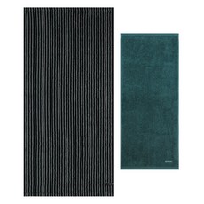 Songwol 松月 Hotel Collection 條紋素色 68 浴巾 540g 30支精梳棉 + Comfort Ground 飯店毛巾 200g 40支精梳棉 套組, 1套, 黑色(浴巾), 綠色(飯店毛巾)