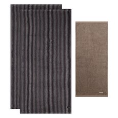 송월타월 호텔컬렉션 스트라이프 솔리드 68 바스타올 540g 30수 코마사 2p + 컴포트 그라운드 호텔수건 200g 40수 코마사 세트, 그레이(바스타올), 그레이(바스타올), 브라운(호텔수건), 1세트