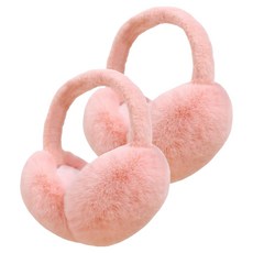 紅柿流通 防寒防風長毛耳罩, 2個, 粉紅色
