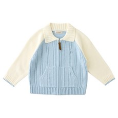 Minkmui 兒童款麻花紋拼色針織開襟衫