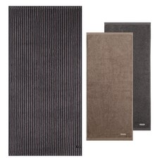 Songwol 松月 Hotel Collection 條紋素色 68 浴巾 540g 30支精梳棉 + Comfort Ground 飯店毛巾 200g 40支精梳棉 2入組, 1套, 灰色(浴巾), 棕色(飯店毛巾), 灰色(飯店毛巾)