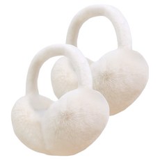 紅柿流通 防寒防風長毛耳罩, 2個, 白色