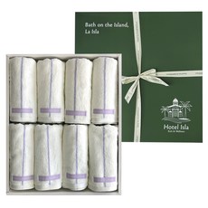 호텔이슬라 프리미엄 코튼 고중량 호텔수건 210g 40수 면사 8p 세트 + 선물포장, 라일락 스트라이프, 1세트