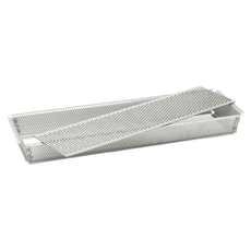de Buyer 畢耶 專業不鏽鋼長方可脫模帶孔塔派模 35 x 10.5 x 3.5cm 含不沾烤紙, 1個, 不鏽鋼色