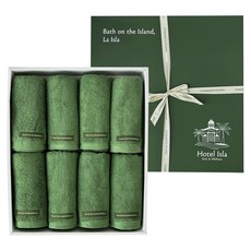 호텔이슬라 프리미엄 코튼 고중량 호텔수건 210g 40수 면사 8p 세트 + 선물포장, 이슬라그린 솔리드, 1세트