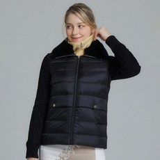 ELLE GOLF 女款可拆卸雷克斯兔毛領羽絨外套