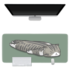 온코픽 검정 고양이 마우스 장패드 80 x 40 cm, 녹색 고양이, 1개