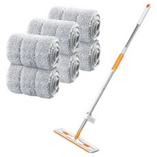 PDS Living免手洗簡易拖把清潔多功能地板拖把+拖把 6入組 白色, 1套