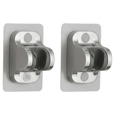 Homnana 浴室免鑽孔強力黏著式可調角度蓮蓬頭支架 2入, 銀色