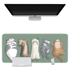 온코픽 검정 고양이 마우스 장패드 80 x 40 cm, 줄지어 자는 고양이, 1개