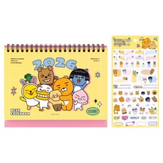 KAKAO FRIENDS 2026 小型桌曆 + 裝飾貼紙組, 1套, FRIENDS (月曆)