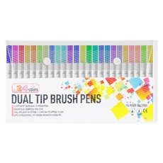 東亞PMS 藝術筆刷 雙頭簽字筆 24色, 1個, 混合色