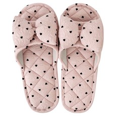 데미무드 리본 러비 패턴 3중쿠션 거실 실내화, 하트핑크, 1개