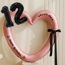 피앤비유니티HBD하트링포스트풍선세트, 핑크앤블랙 12, 1세트