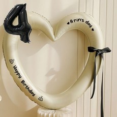 피앤비유니티HBD하트링포스트풍선세트, 크림앤블랙 4, 1세트