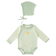 Minkmui 幼兒用格子綠色連身衣組
