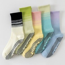 모인스포츠 여성용 논슬립 등산 요가 양말 5켤레 세트, 화이트, 라임, 옐로우, 에메랄드, 그레이블루, 1세트